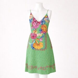 Farm Rio Tropical Floral Open-Back Slip Dress | Resort Vacation | Size L